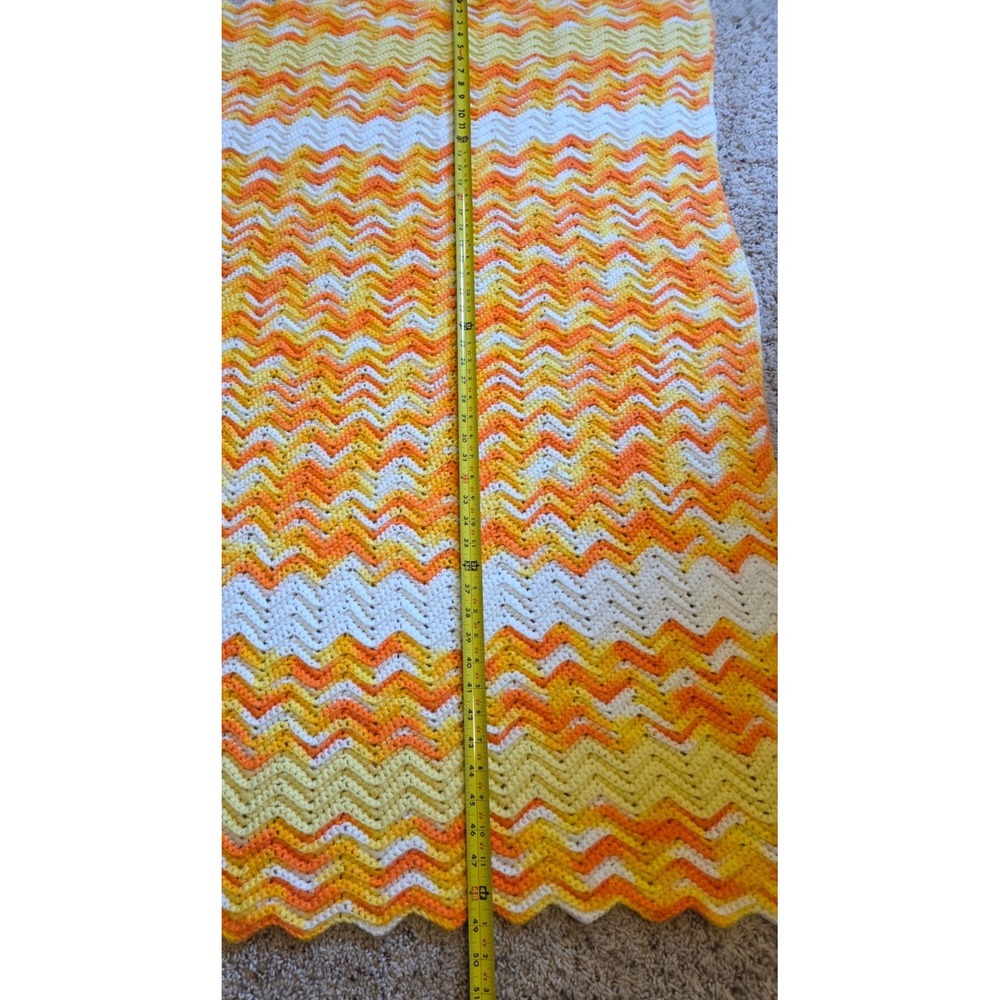 MINT! Granny Afghan Crochet Knit Throw Blanket 49" x 49" Bright Orange/Yellow - Picture 5 of 5